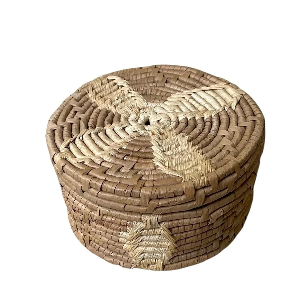 Handcrafted Brown and Tan Woven Rattan Coaster Ser